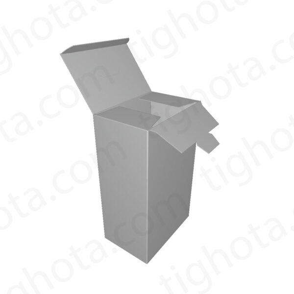 جعبه مقوایی درب از وجه بالا و پایین جعبه، مدل قفل خاص، دارای قفل برای استفاده دوباره از محصول، محل اتصال لب چسب EVF11083