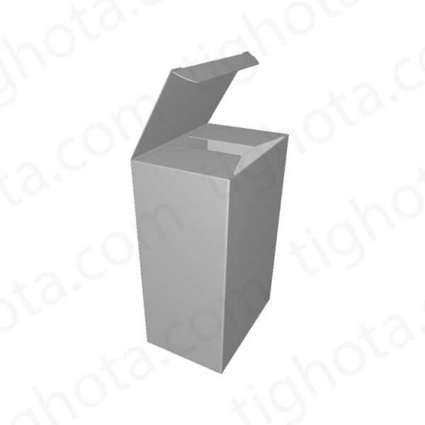 جعبه مقوایی درب از وجه بالای جعبه، مدل قفل عادی، قفل زیر جعبه لاک باتم، محل اتصال لب چسب EVF11102