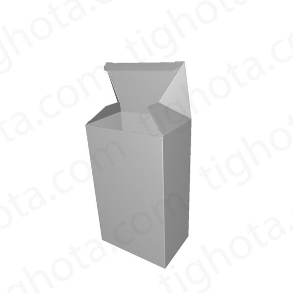 جعبه مقوایی درب از وجه بالای جعبه، مدل قفل عادی گرد گیر ها با خط تا متصل به بدنه، قفل زیر جعبه لاک باتم، محل اتصال لب چسب EVF11190