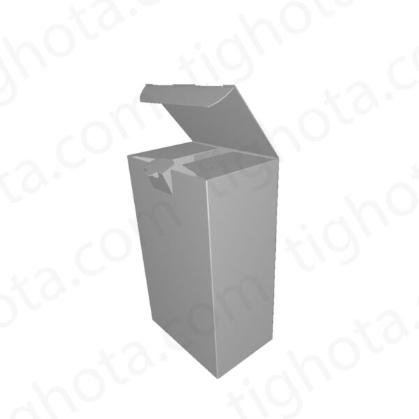 جعبه مقوایی درب از وجه بالای جعبه، مدل قفل عادی به همراه زبانه اضافی، قفل زیر جعبه کراش لاک باتم، محل اتصال لب چسب EVF11220