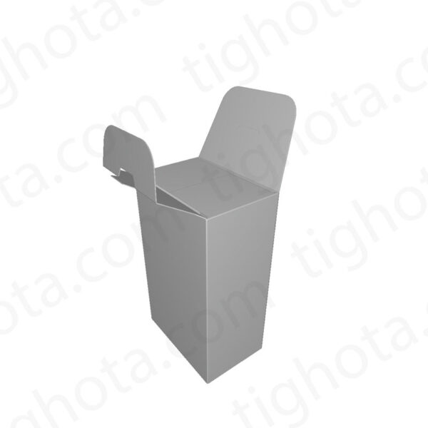 جعبه مقوایی درب دوبل از وجه بالای جعبه ، بسته شدن توسط زبانه متصل به در ، قفل زیر جعبه کراش لاک باتم، محل اتصال لب چسب EVF11241