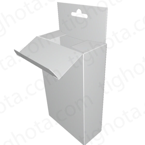 جعبه مقوایی درب از بالا و پایین مدل قفل معمولی دارای محل آویز از استند محل اتصال لب چسب Evf-11061