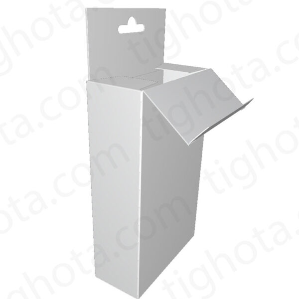 جعبه مقوایی درب از بالا و پایین مدل قفل معمولی دارای محل آویز از استند محل اتصال لب چسب Evf-11062