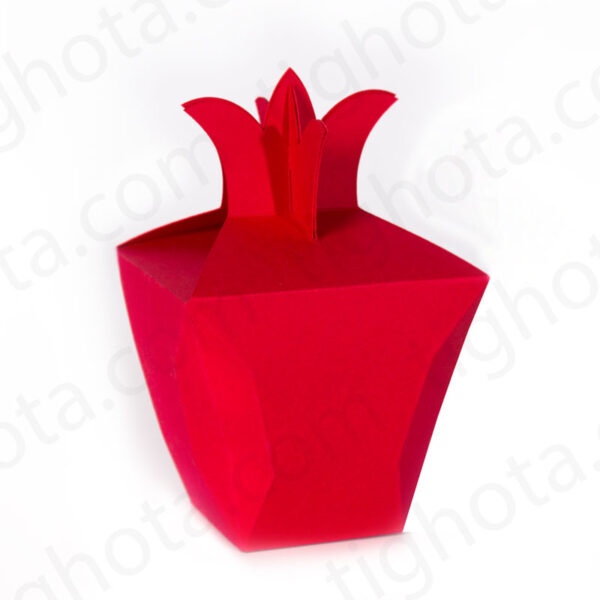 جعبه مقوایی کاسه ای شکل انار مخصوص شب یلدا از جنس مقوای فابریانو سایز8*7/5*7/5 سانتیمتر